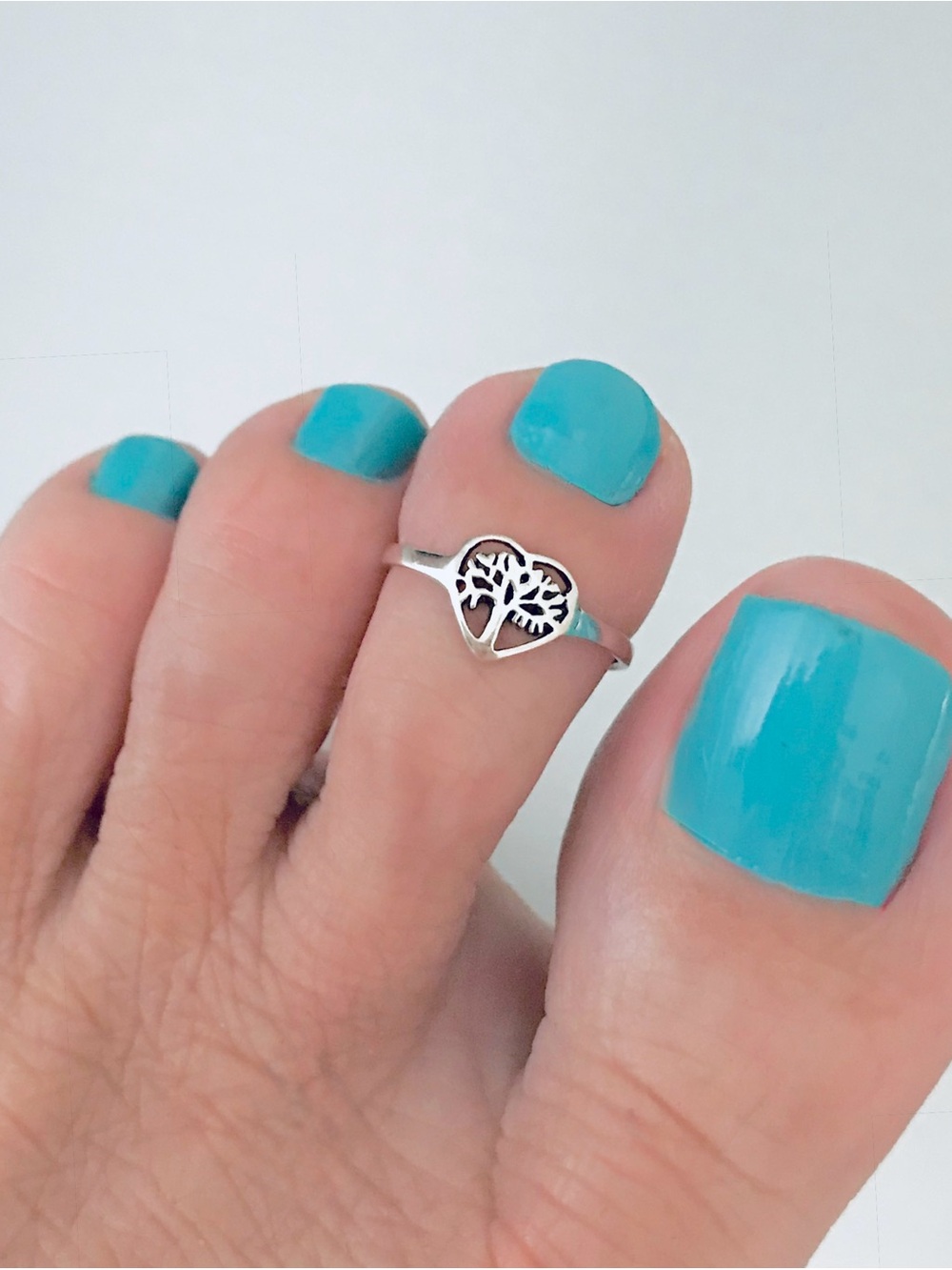 Sterling Silver Delicate Tree Of Life Heart Toe Ring, Dainty Fortune Rings